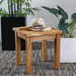Brown Teak Wood Slatted Outdoor Accent Table