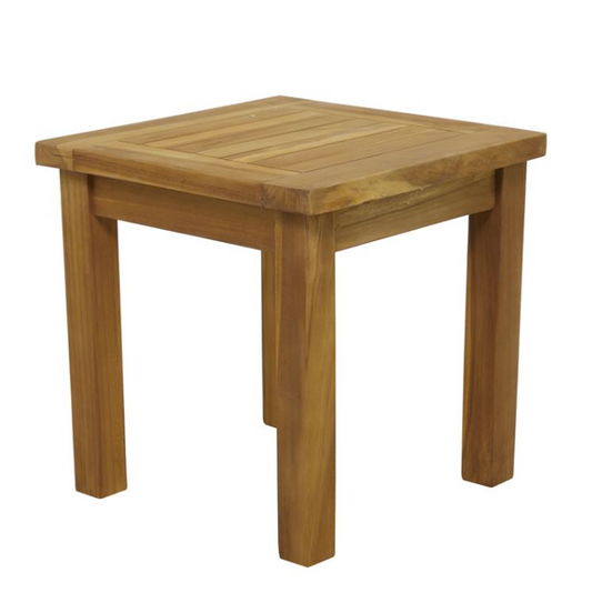 Brown Teak Wood Slatted Outdoor Accent Table