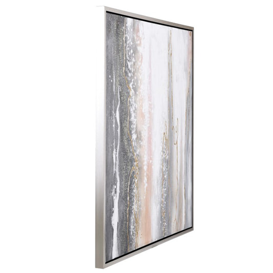 Hand Painted Canvas Art With Silver Frame