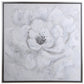 Hand Painted White Rose Framed Canvas