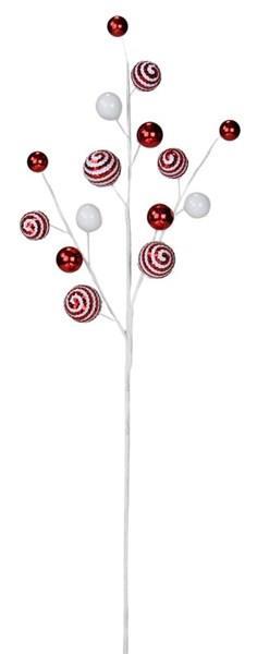 28" Spiral Ball Spray, Red & White