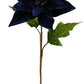 24" Velvet Glitter Poinsettia, Navy Blue