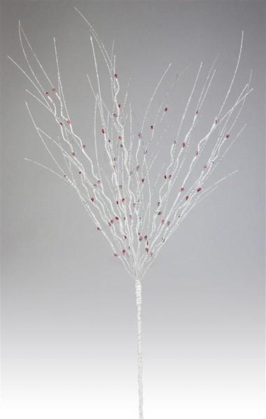 32" Glittered Birch Twig Spray, White/Grey/Red