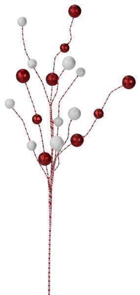 31.5" Glittered Ball Spray, Red/White