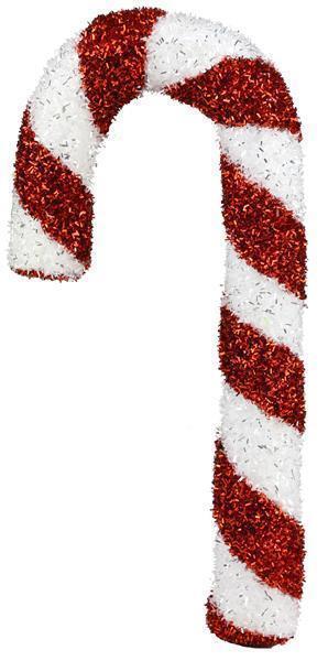 Glittered Candy Cane Ornament, Red & White