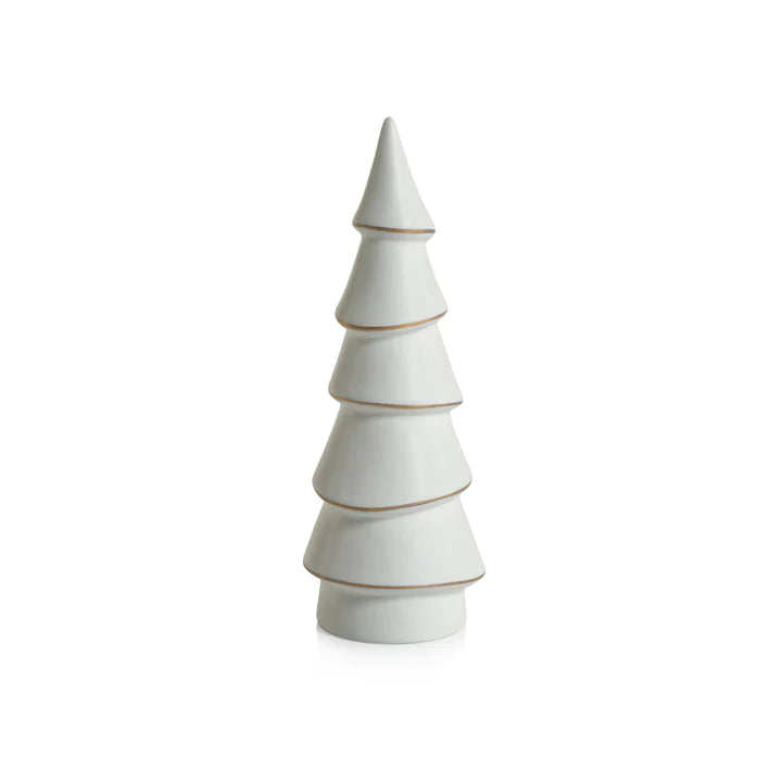White Porcelain Tree w/ Gold Trim (Various Sizes)