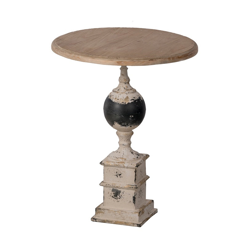 Distressed Pedestal Side Table