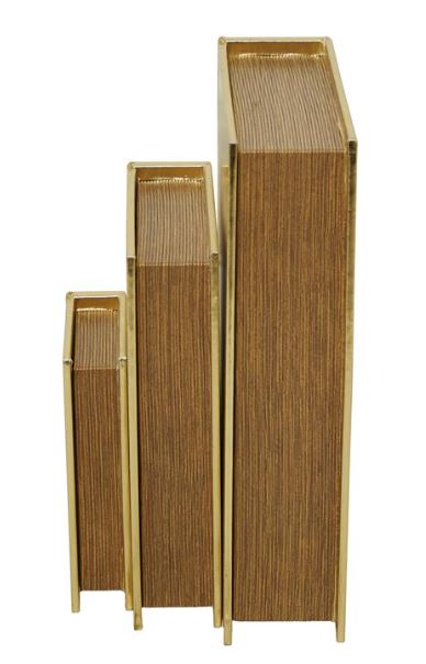 Gold Leather Book Box, Set of 3