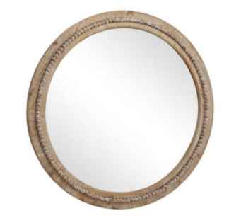 Round Wooden Beaded Mirror