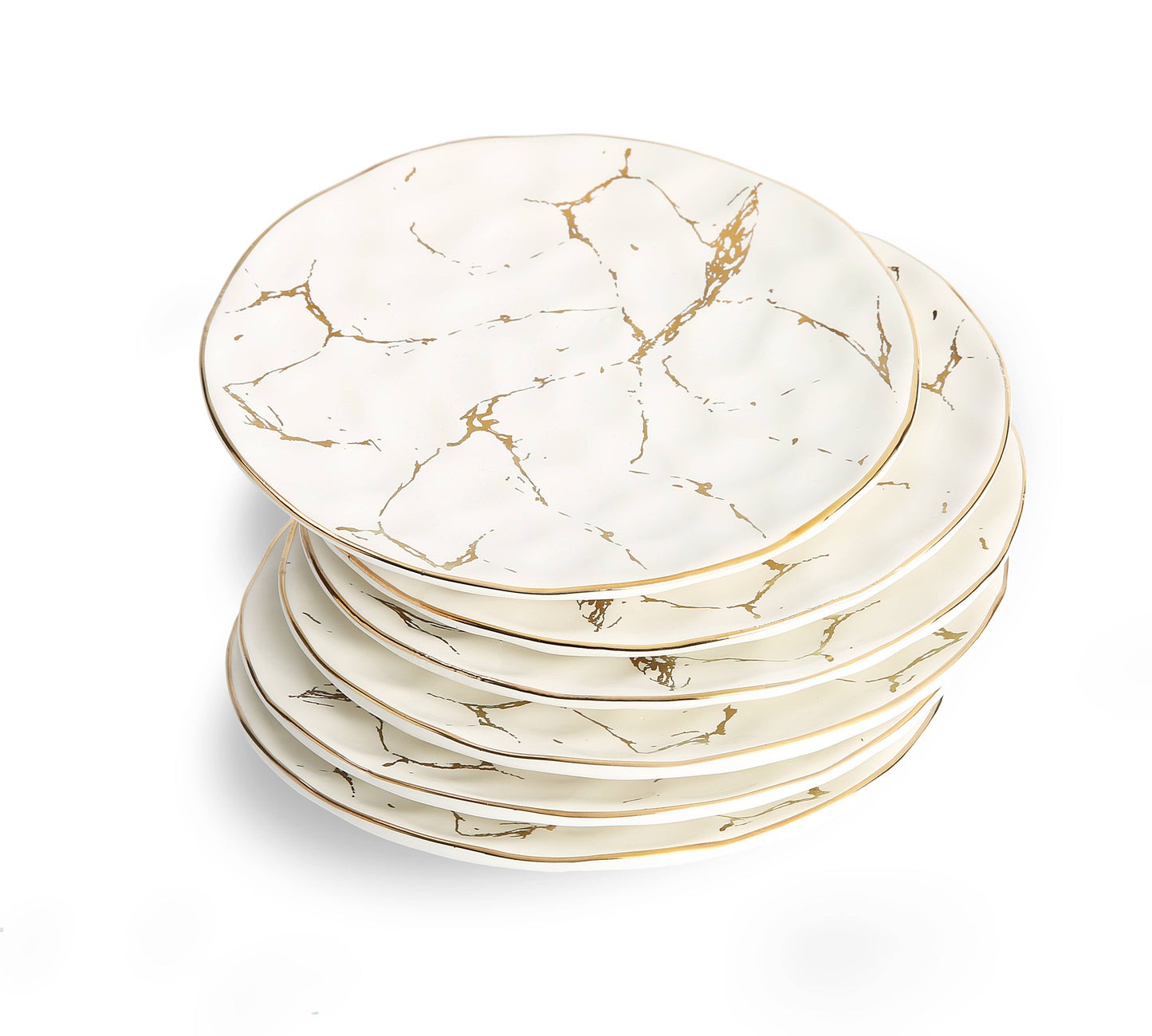 White and Gold Salad Plates, Set of 4