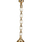 Gold Candle Holder White and Gold Beaded Stem