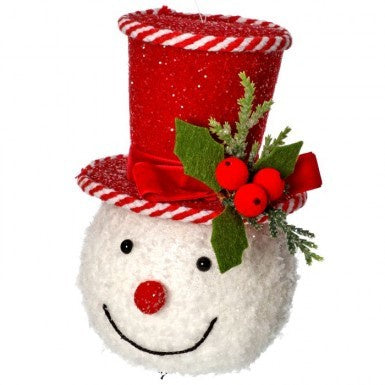 Frosted Candy Cane Snowman Ornament