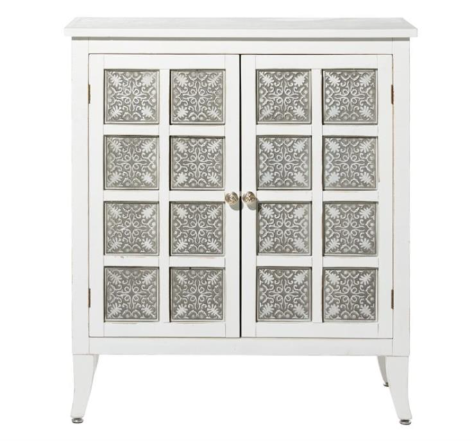White Wood and Metal Cabinet