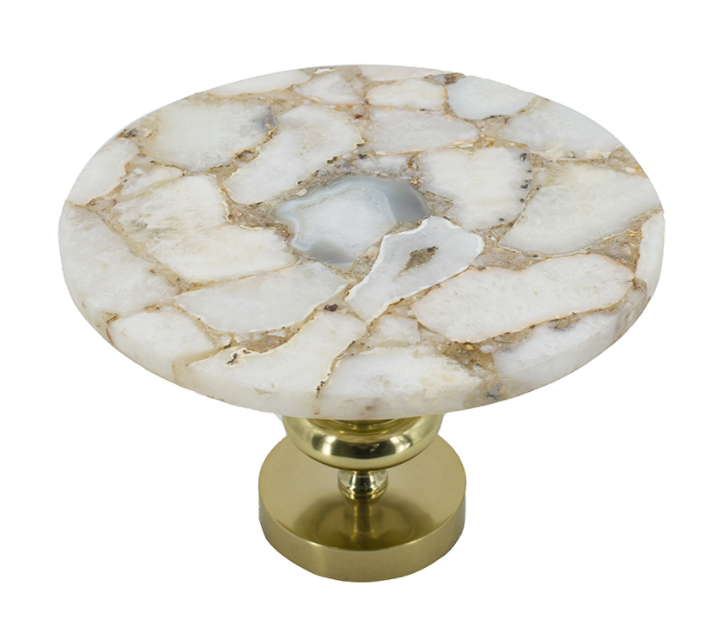Buy JJ Arts Agate Two Tier Cup Cake Stand with Gold foil Edges with Gold  platted Steel metral Stand (Size: Height 13 INCH & Platter Size 8.25x5.5)  (White Quartz 10X6X13