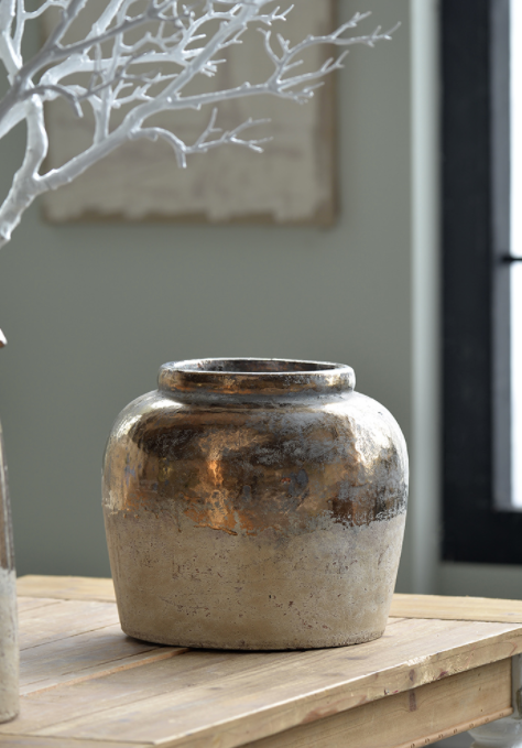 Neutral Metallic Vase, Short