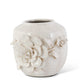 Cream Ceramic Crackled Vases with Raised Roses, Small