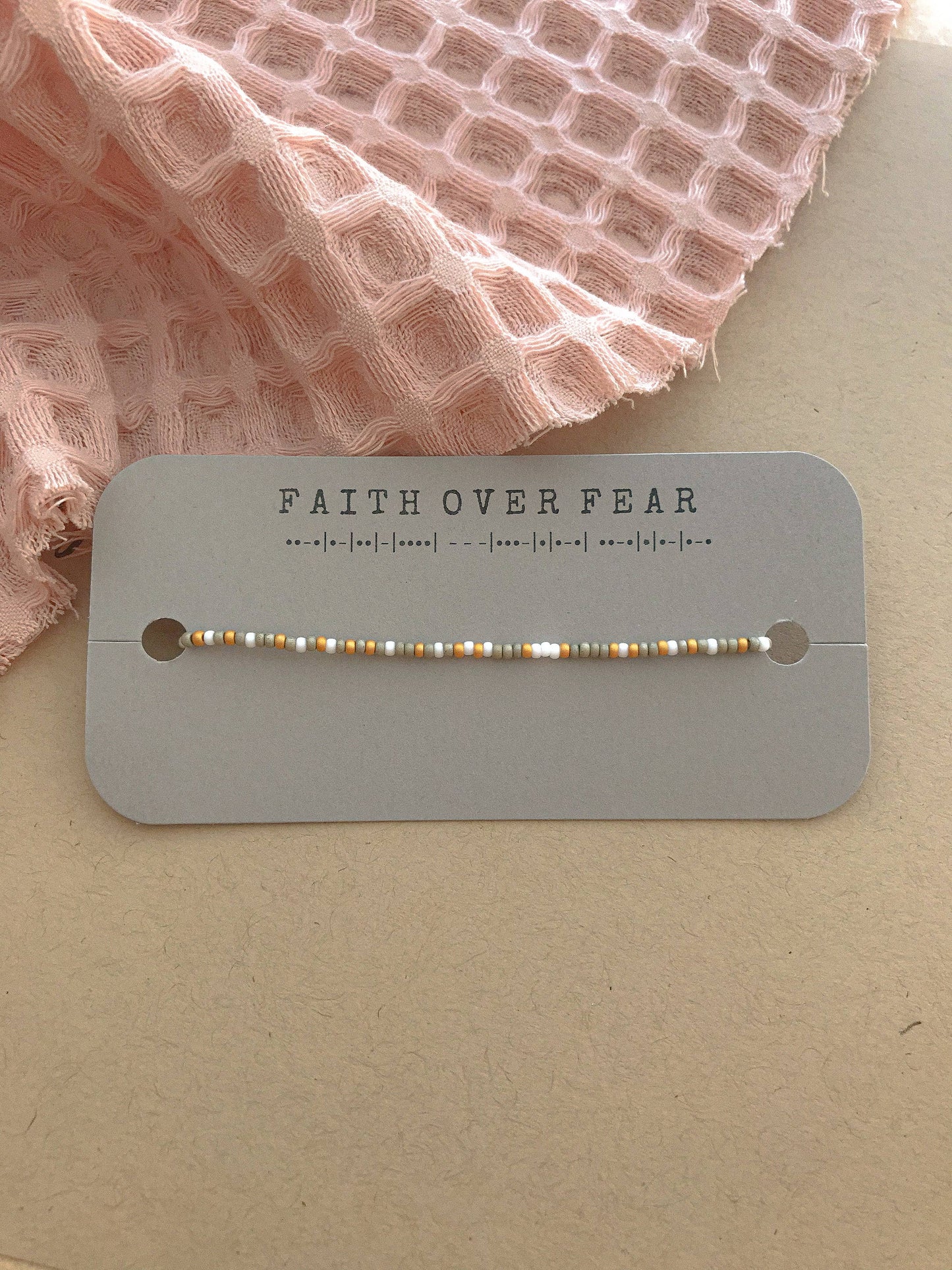 Faith Over Fear Morse Code Bracelet