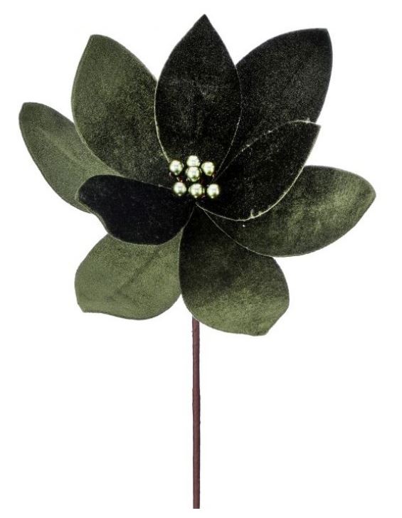 24" Deluxe Velvet Emerald Poinsettia Stem