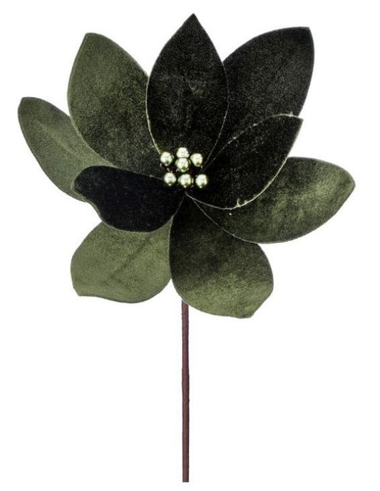 24" Velvet Poinsettia Stem, Emerald