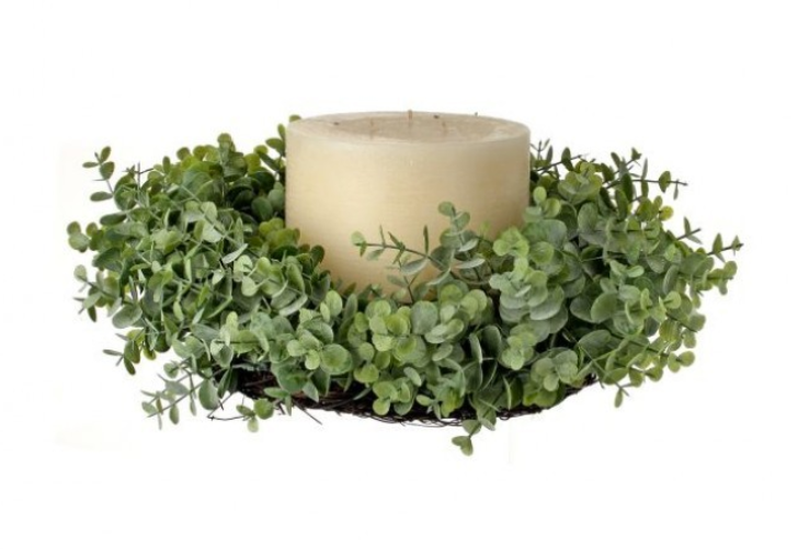 13.5" Frosted Eucalyptus Candle Ring