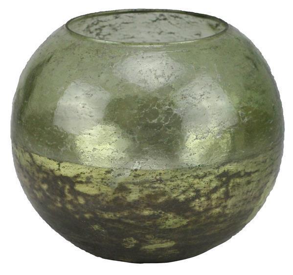 Antique Gold & Green Metallic Glass Bowl