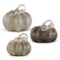 Gray Brown Handblown Glass Pumpkin (Various Sizes)