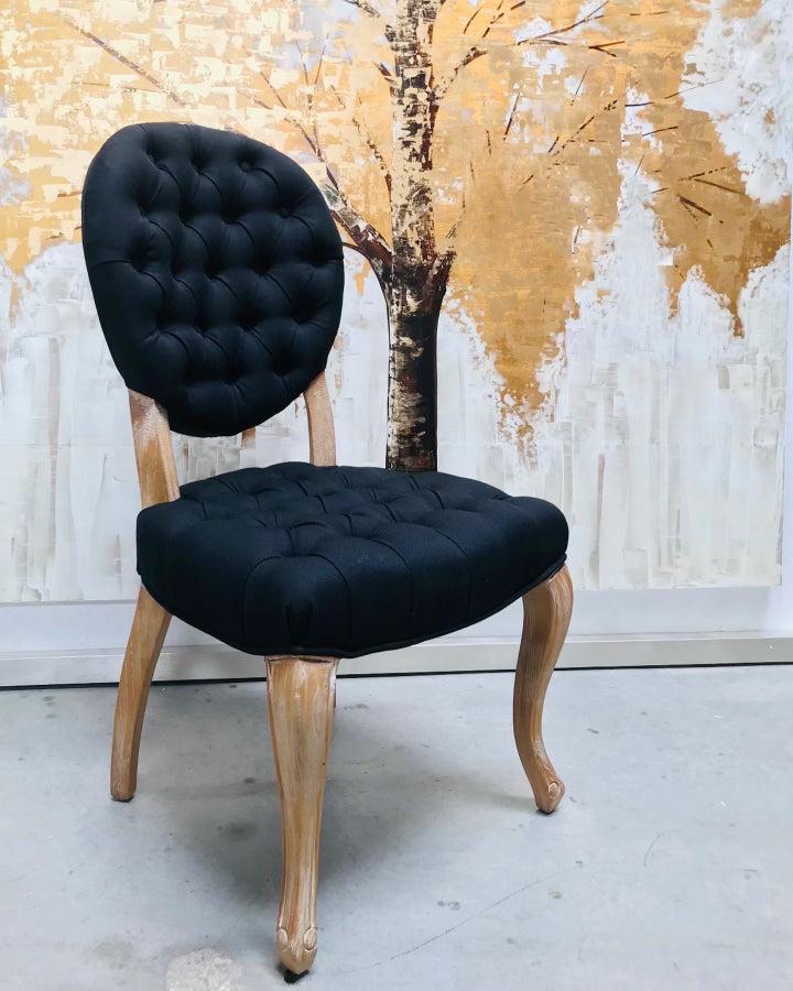 Ellie Linen Tufted Chair, Black