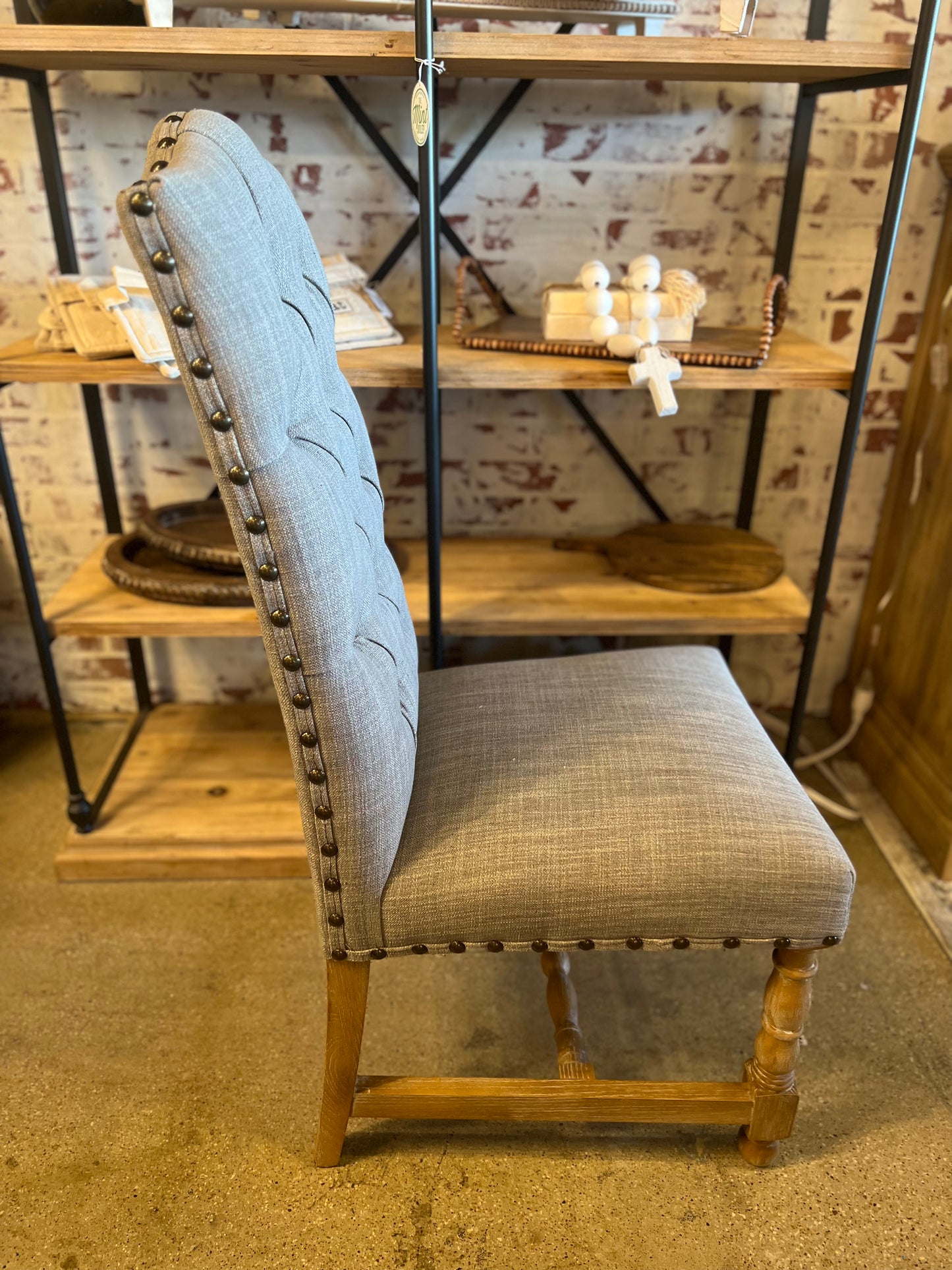 Preston Smoke Gray Linen Tufted Chair