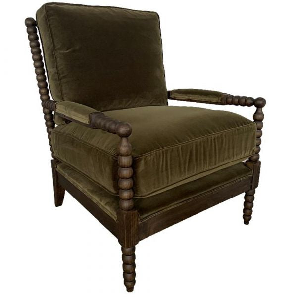 Spindle Chair, Vintage Velvet Olive