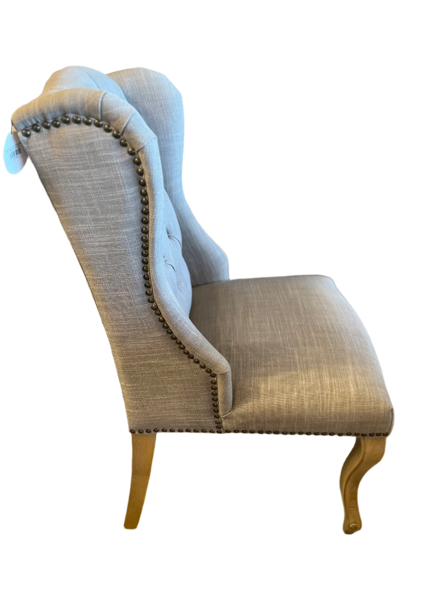 Preston Smoke Gray Linen Tufted Wing Back Chair