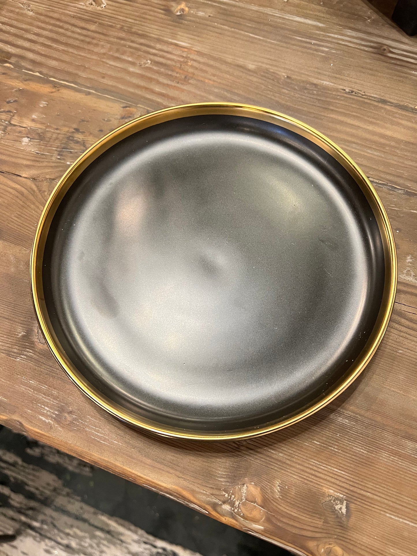 Black Salad Plate with Gold Rim