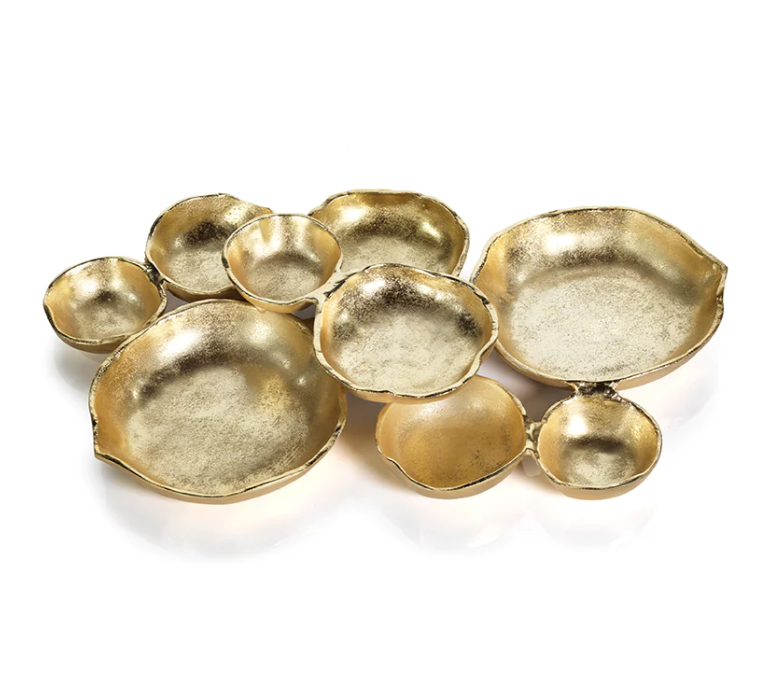 Cluster of Nine Serving Bowls - Bright Gold