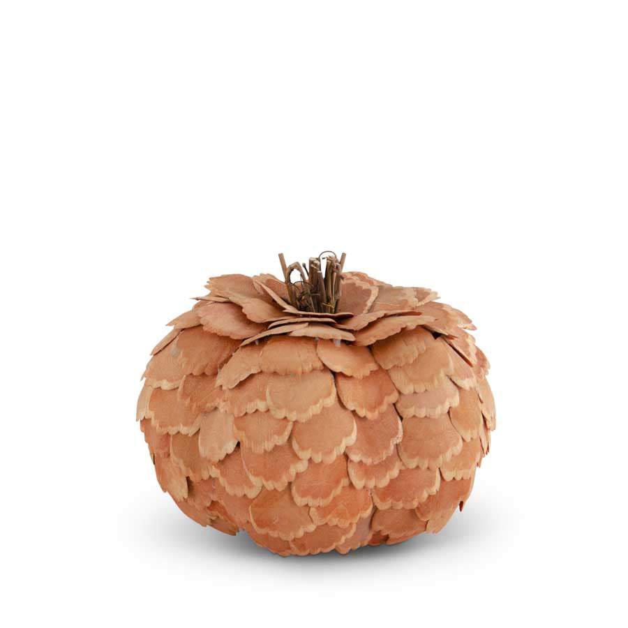 Medium Scalloped Wood Chip Pumpkin, Orange