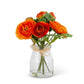 6.75" Ranunculus Bouquet in Glass Jar, Orange