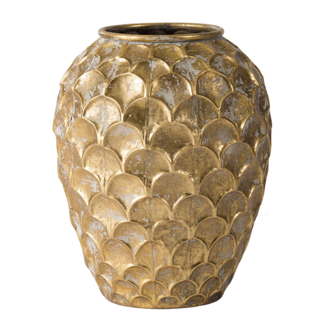 Textured Gold Metal Pot, Large