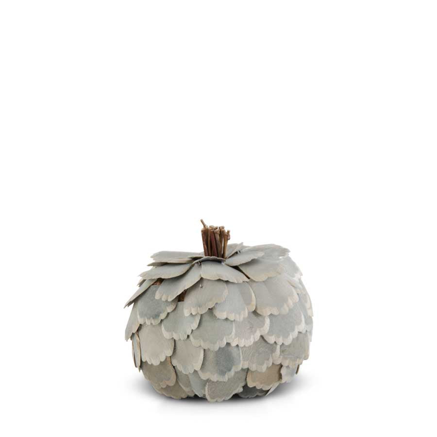 Small Scalloped Wood Chip Pumpkin, Sage Green