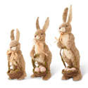 Sisal Bunny with Twig Basket and Pink Eggs (Various Sizes)