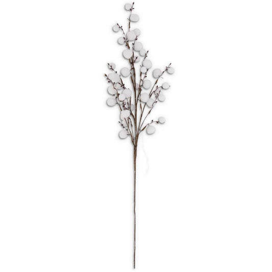 34" Glittered White Mini Snowball Branch