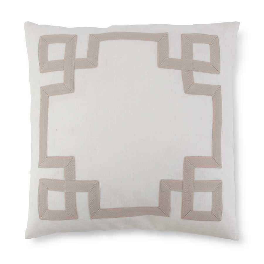 White & Tan Geometric Pillow