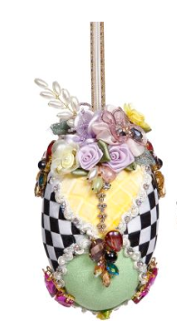 6" Harlequin Jeweled Egg Ornament (Assorted Styles)