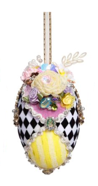 6" Harlequin Jeweled Egg Ornament (Assorted Styles)