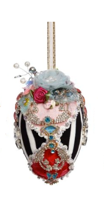 6" Harlequin Jeweled Egg Ornament (Assorted Styles)