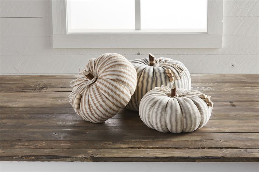 Ticking Stripe Pumpkin Sitter (Various Sizes)