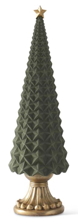 Velvet Christmas Tree with Star Top, Sage Green (Various Sizes)