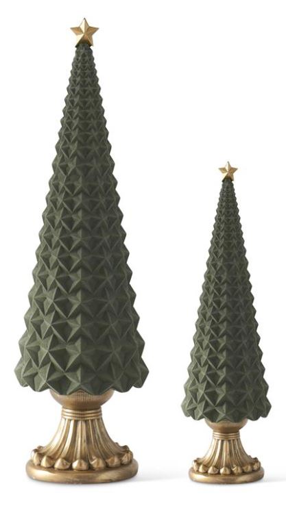 Velvet Christmas Tree with Star Top, Sage Green (Various Sizes)