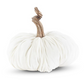 10" White Velvet Stuffed Pumpkin w/ Gold Stem