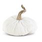 7.5" White Velvet Stuffed Pumpkin w/ Gold Stem